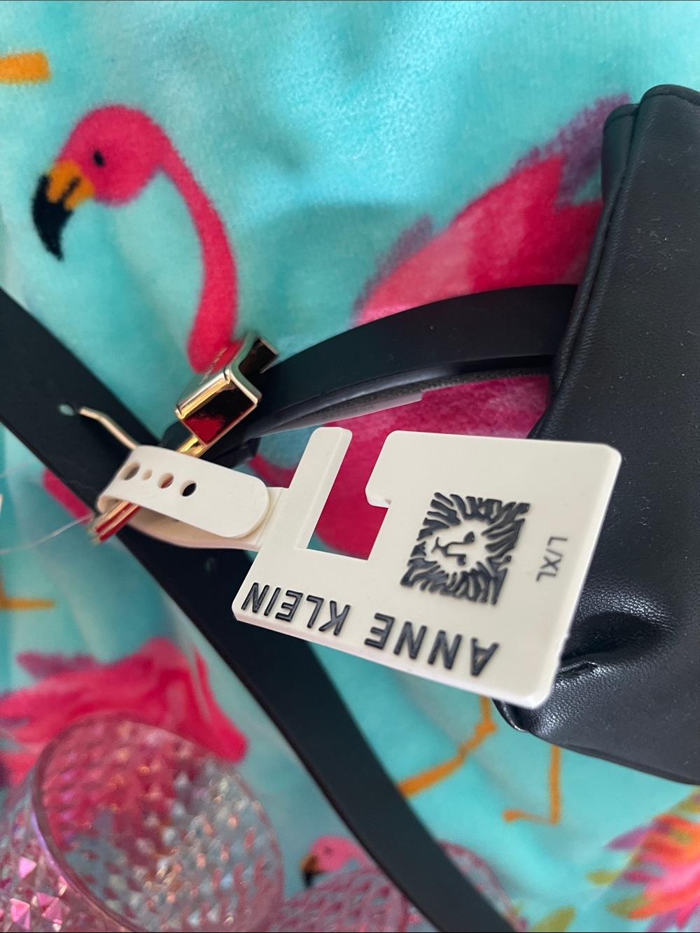 Anne Klein Black Crossbody with Gold Logo Plaque - Picture 3 of 6